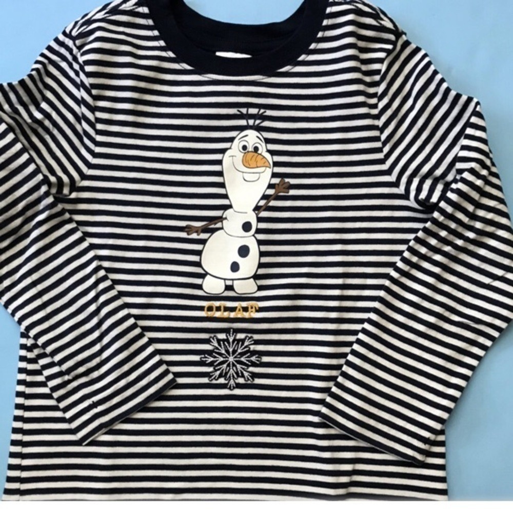Hanna Anderson Disney Frozen Olaf Tee striped size 12 cotton